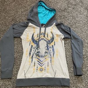 Cow skull western Aztec hoodie